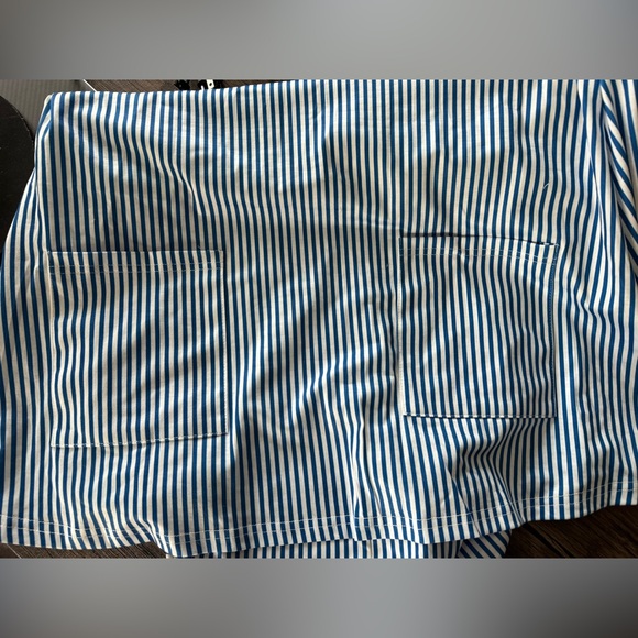 ETCYY New Women's Medium Dress Blue/White Stripe With Pockets - Picture 5 of 6